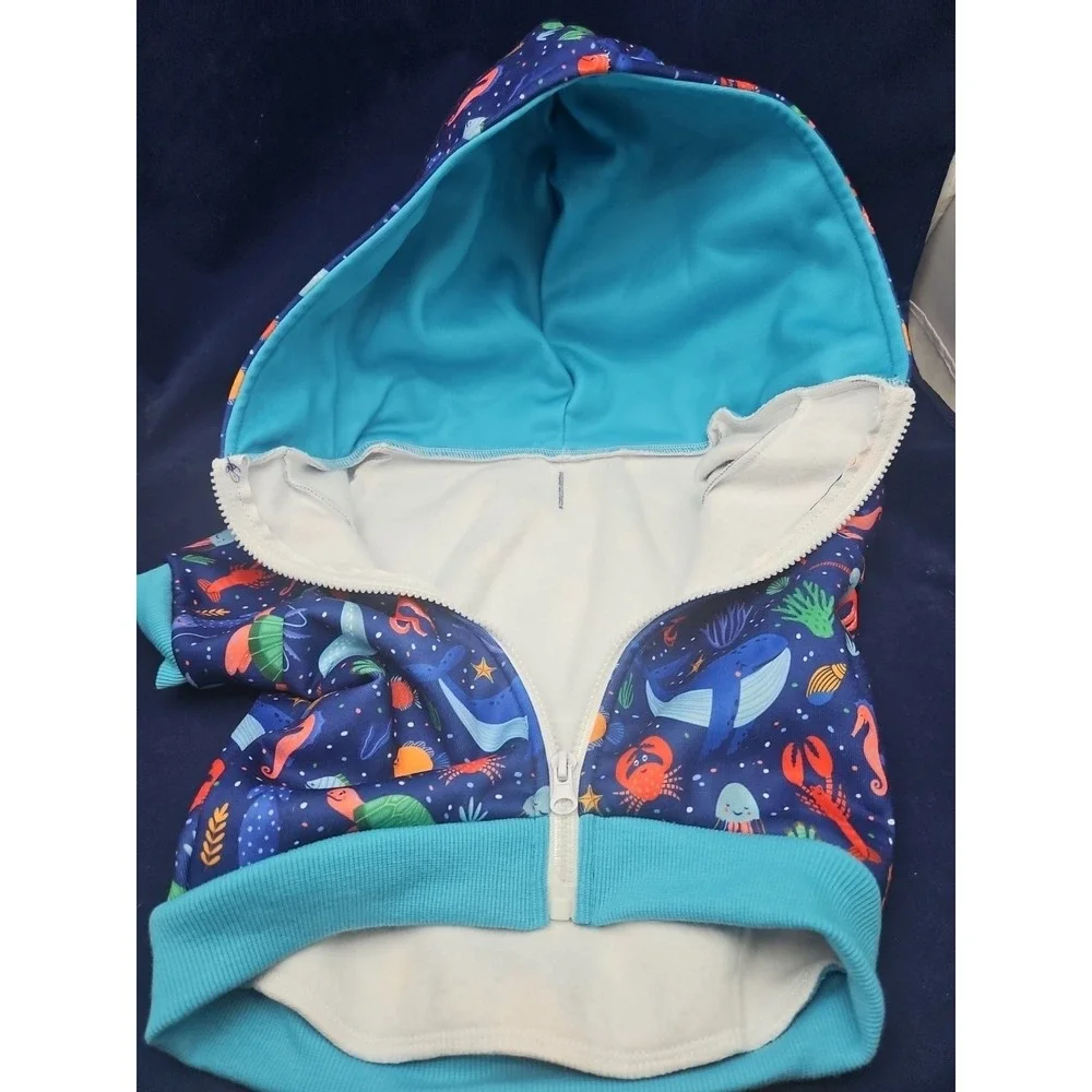 Dog Frenchie Hoodie Beast and Buckle Size XXL Under The Sea Turtle Crab Fish